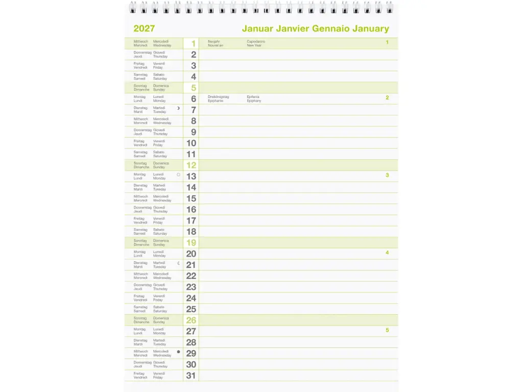 Calendrier mural mensuel bloc 11 2025
