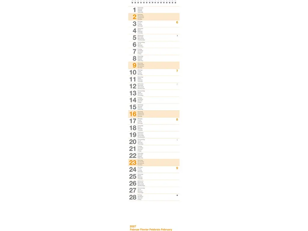 Calendrier mural mensuel bloc 11 2025