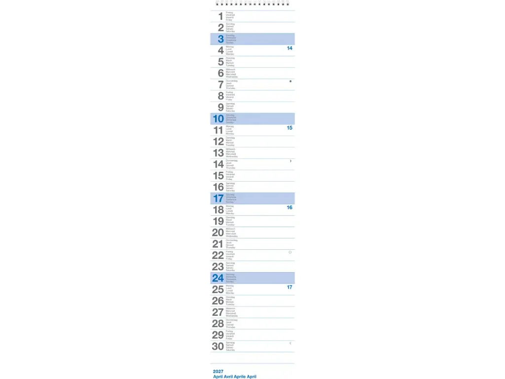 Calendrier mural mensuel Longus 2025