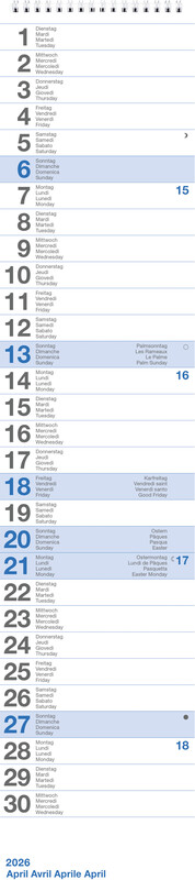 Calendrier mural mensuel Longus 2025