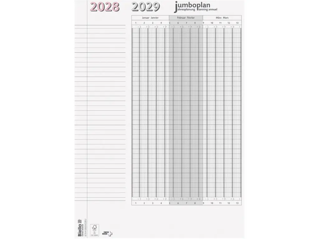 Planning annuel Jumboplan 2028 (sachet de 2 pce)