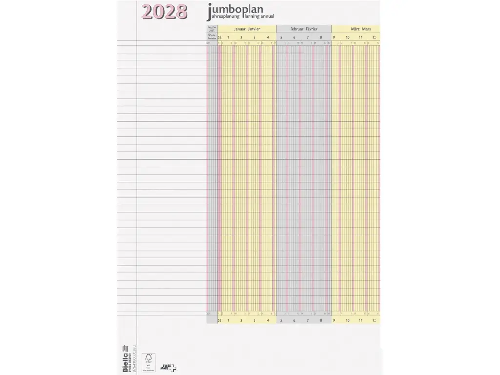 Planning annuel Jumboplan 2028 (sachet de 2 pce)
