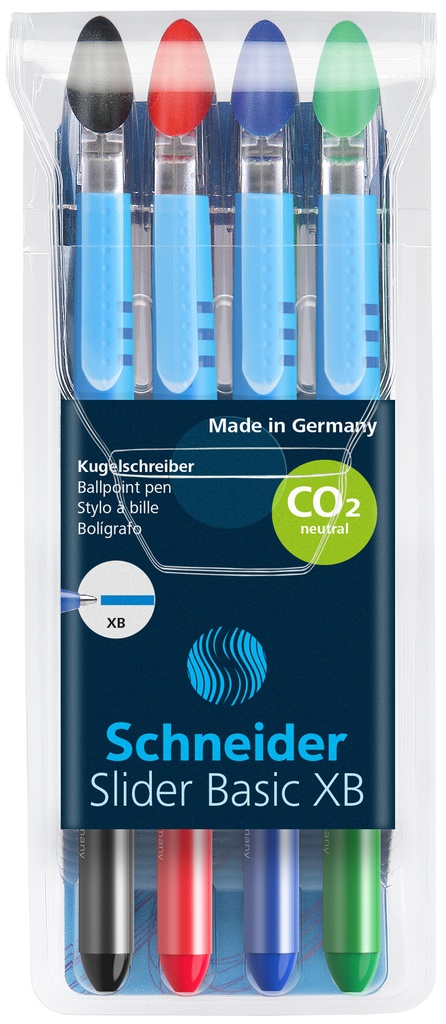 Kugelschreiber Schneider Slider XB, Sortiment von 4 Basic-Farben