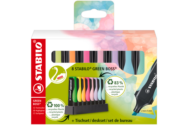 Textmarker Stabilo Green Boss, Sortiment 8 Farben