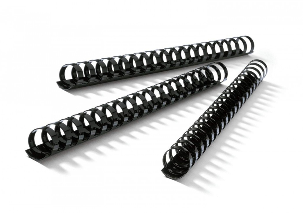 Dos à spirales en plastique A4 14 mm noir (100 pce)