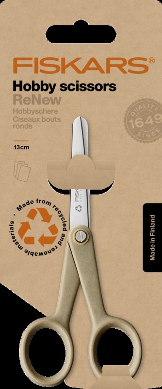 Ciseaux Fiskars 13 cm bout rond pour droitier en matière recyclé