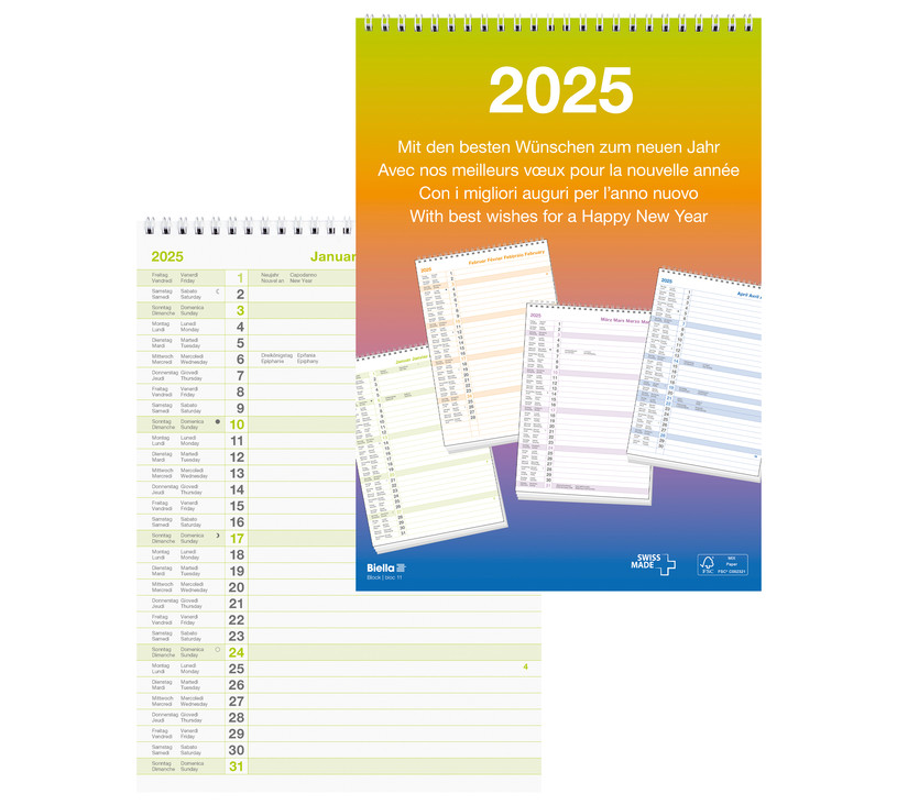 Calendrier mural mensuel bloc 11 2026