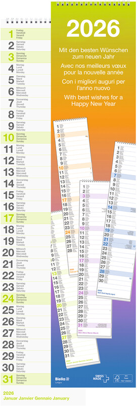 Calendrier mural mensuel Longus 2026