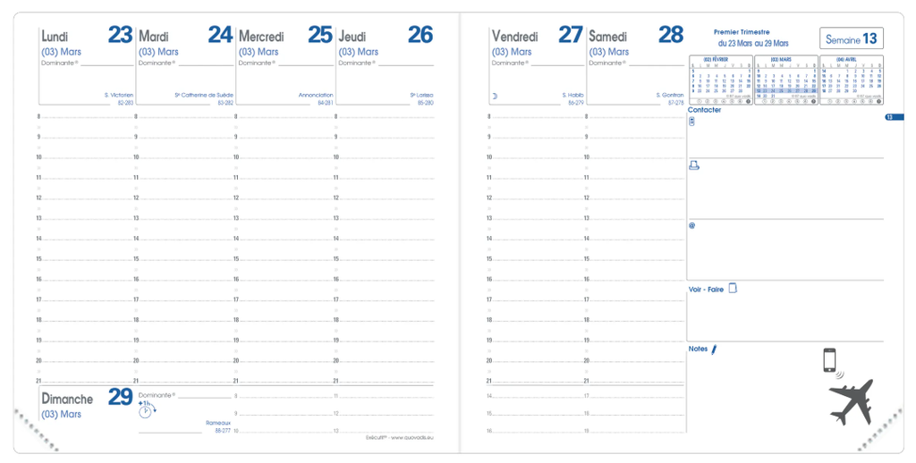 ​Agenda Quo Vadis Executif 2027, contenue de rechange FR