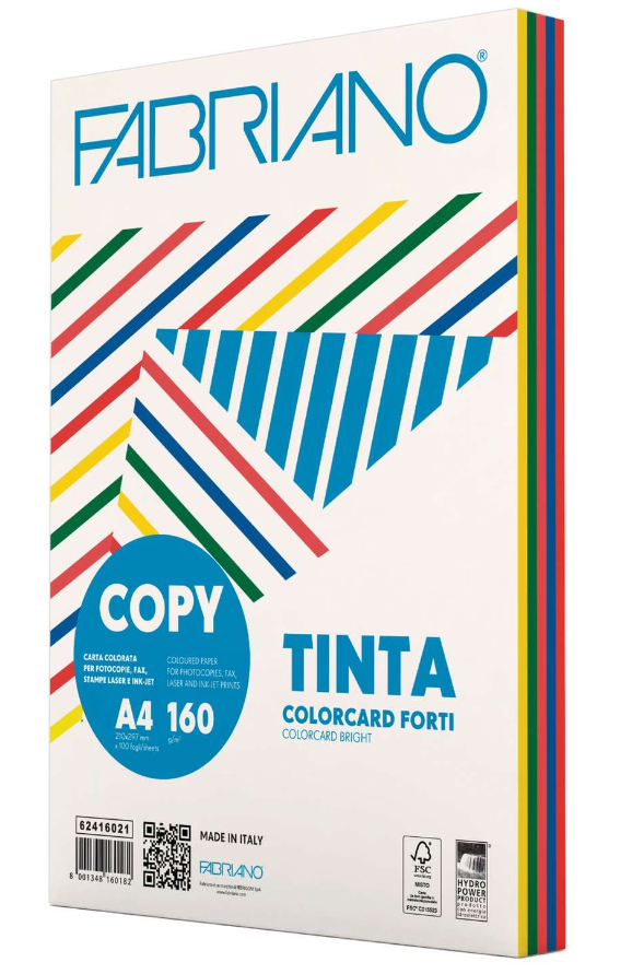 Fotokopierpapier A4 160 gm2, 5 intensive Farben (100 Blatt)