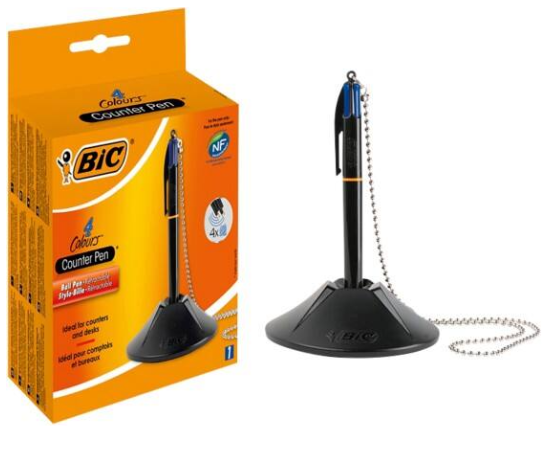 Druckkugelschreiber mit Ständer BIC® 4 Colours® Counter Pen
