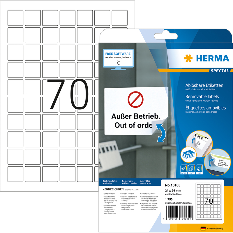 Etiquette universelle HERMA SPECIAL, 24 x 24 mm, blanc (10105)