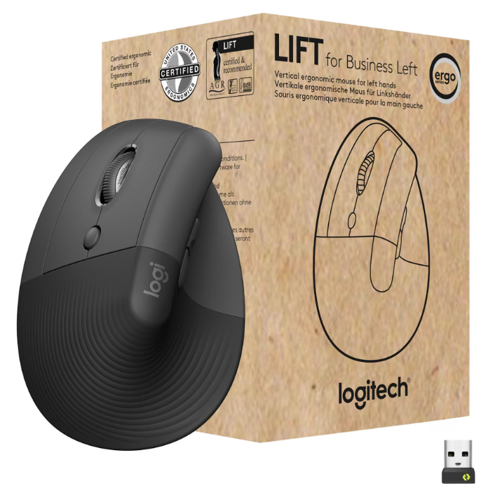 Souris ergonomique Logitech Lift Graphite (pour gaucher)