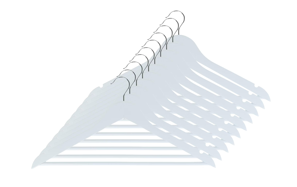 Cintre en bois, blanc, 10 pièces