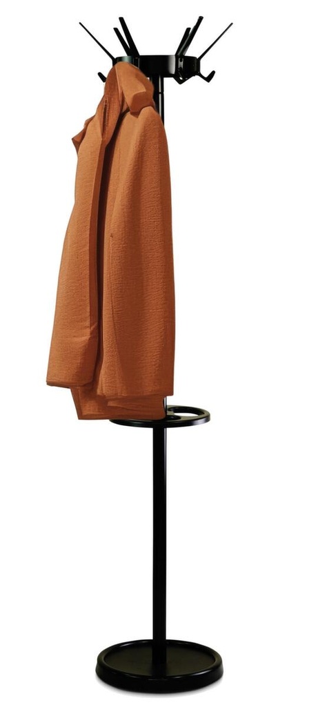 Garderobenständer mit Schirmhalter, mit 6 Haken, schwarz