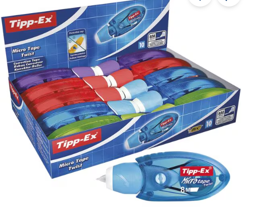 Mini correcteur en roller Tipp-Ex® Twist 5 mm - 8 m bte de 10 pièces