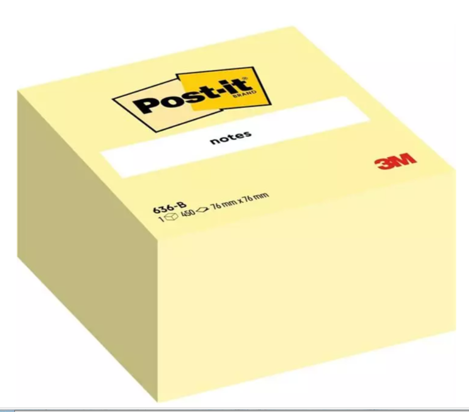 Bloc cube post-it 3M - 76 x 76 mm - 450 feuilles - jaune
