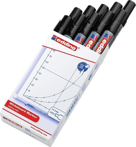 [91.120.11] Marqueurs edding 250 noir 10 pces