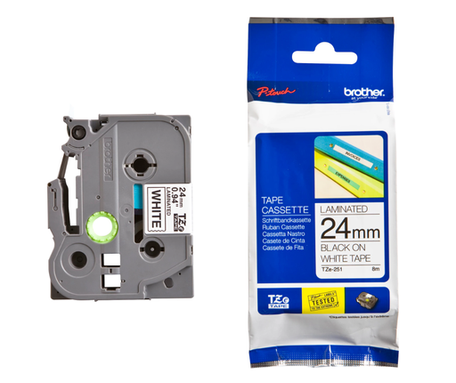 [69.232] Farbband für Brother Beschriftungsgerät TZe-251 24 mm weiss / schwarzer Charakter