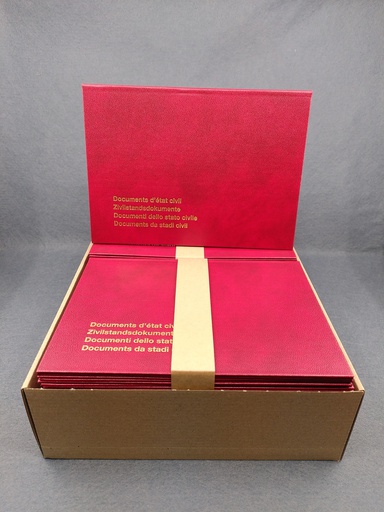 [10028] Etui rouge emb. de 50 pièces (pour les offices état civil) 