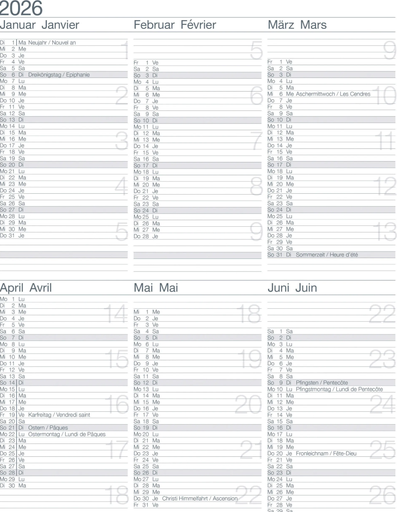 [AG480109] Calendrier de table A4 2026