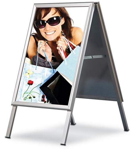 [DSA527277] Kundenstopper A1, wetterfest, beidseitig einsetzbar, silbern eloxiert