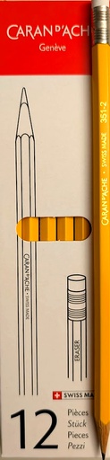 [67.908] Crayon à papier Caran d'Ache avec gomme (bte 12 pièces)
