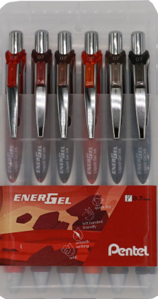 Roller EnerGel-Xm Pentel 0.7 mm  Set à 6 couleurs 