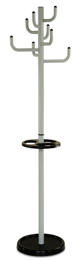 [DSA275651] Garderobenständer mit Schirmhalter, mit 8 Haken, grau