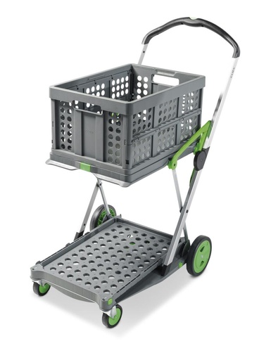 [DSA237240] Chariot pliable CLAX, y compris boîte pliante, force 60 kg, 2 plateaux